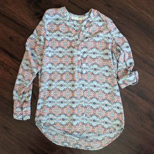 Pink and Blue patterned Lightweight blouse